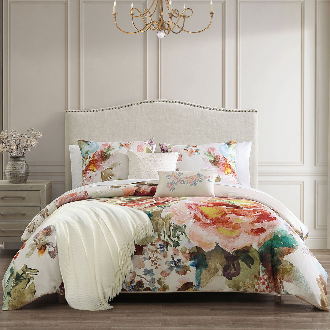 Bebejan Antique Flowers Ivory 100% Cotton 3-Piece Reversible Comforter Set IN King- Final Sale Comforter Sets By US Office - Latest Bedding