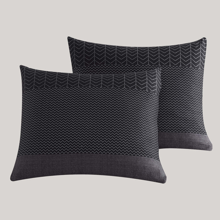 Dark Noir Black 100% Cotton 5-Piece Reversible Comforter Set in King- Final Sale Comforter Sets By US Office - Latest Bedding
