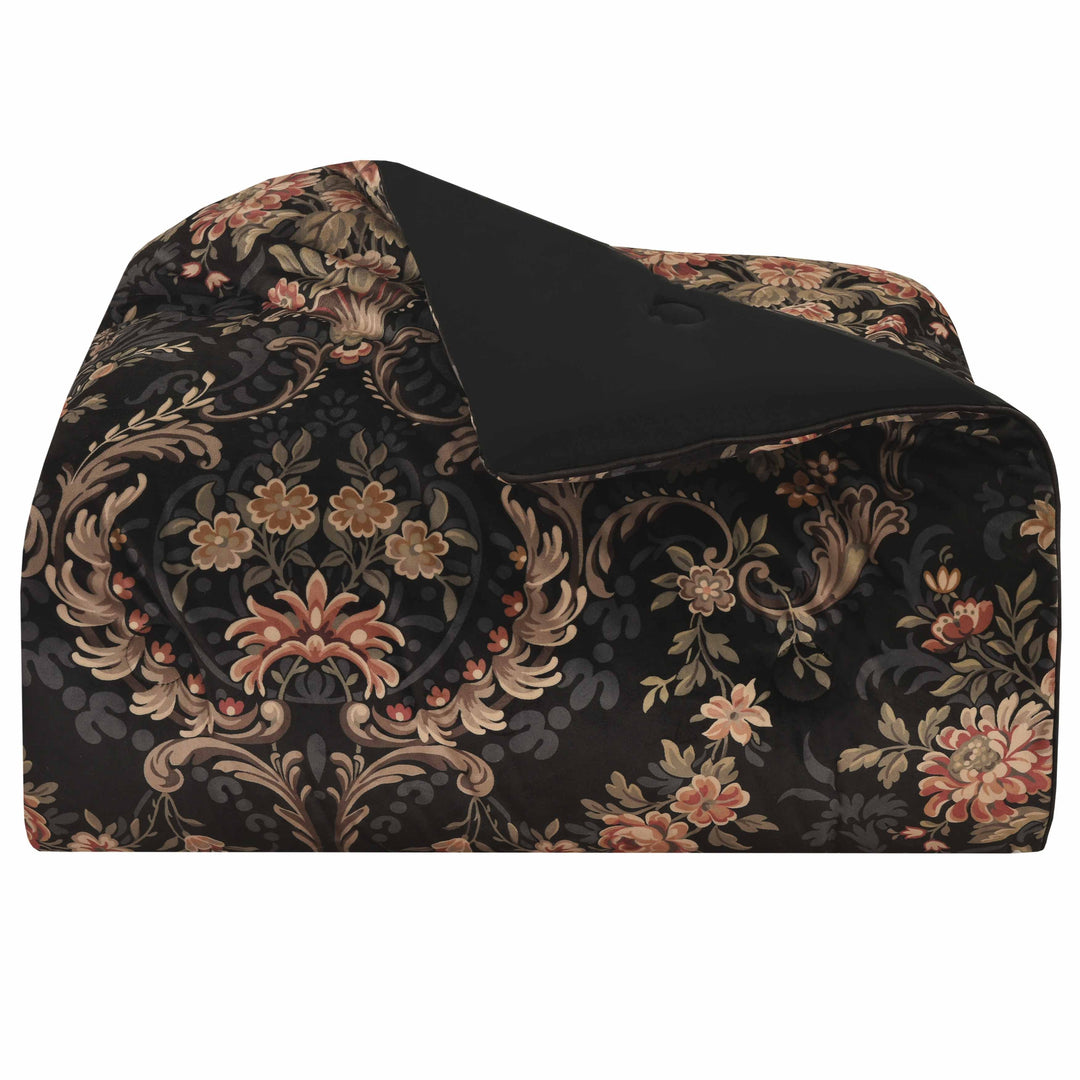 J Queen Chanticleer Black 4-Piece Comforter Set in Queen- Final Sale Comforter Sets By US Office - Latest Bedding