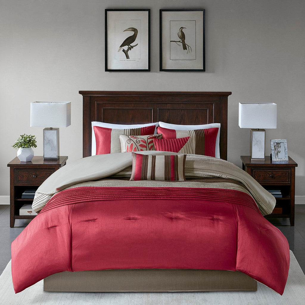 Amherst Red 7-Piece Comforter Set Comforter Sets By JLA HOME/Olliix (E & E Co., Ltd)