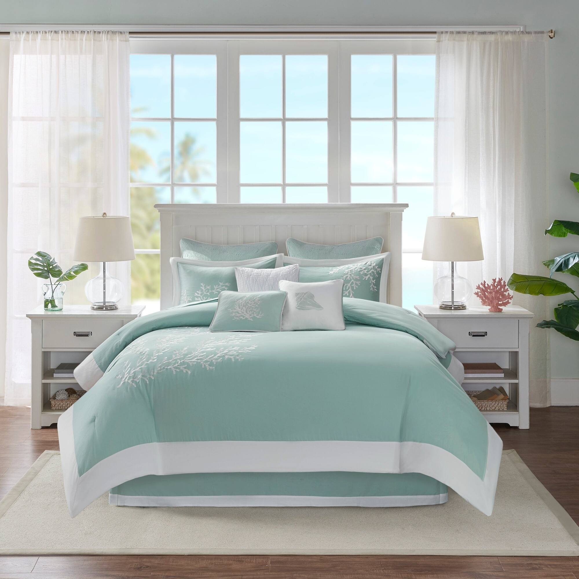 Coastline Aqua 4-Piece Comforter Set – Latest Bedding