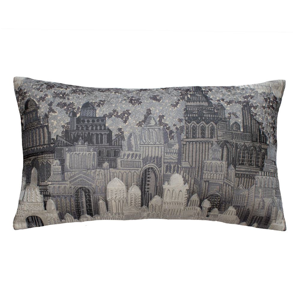 Duomo Grey Oblong Decorative Throw Pillow 24" x 14" Throw Pillows By Ann Gish