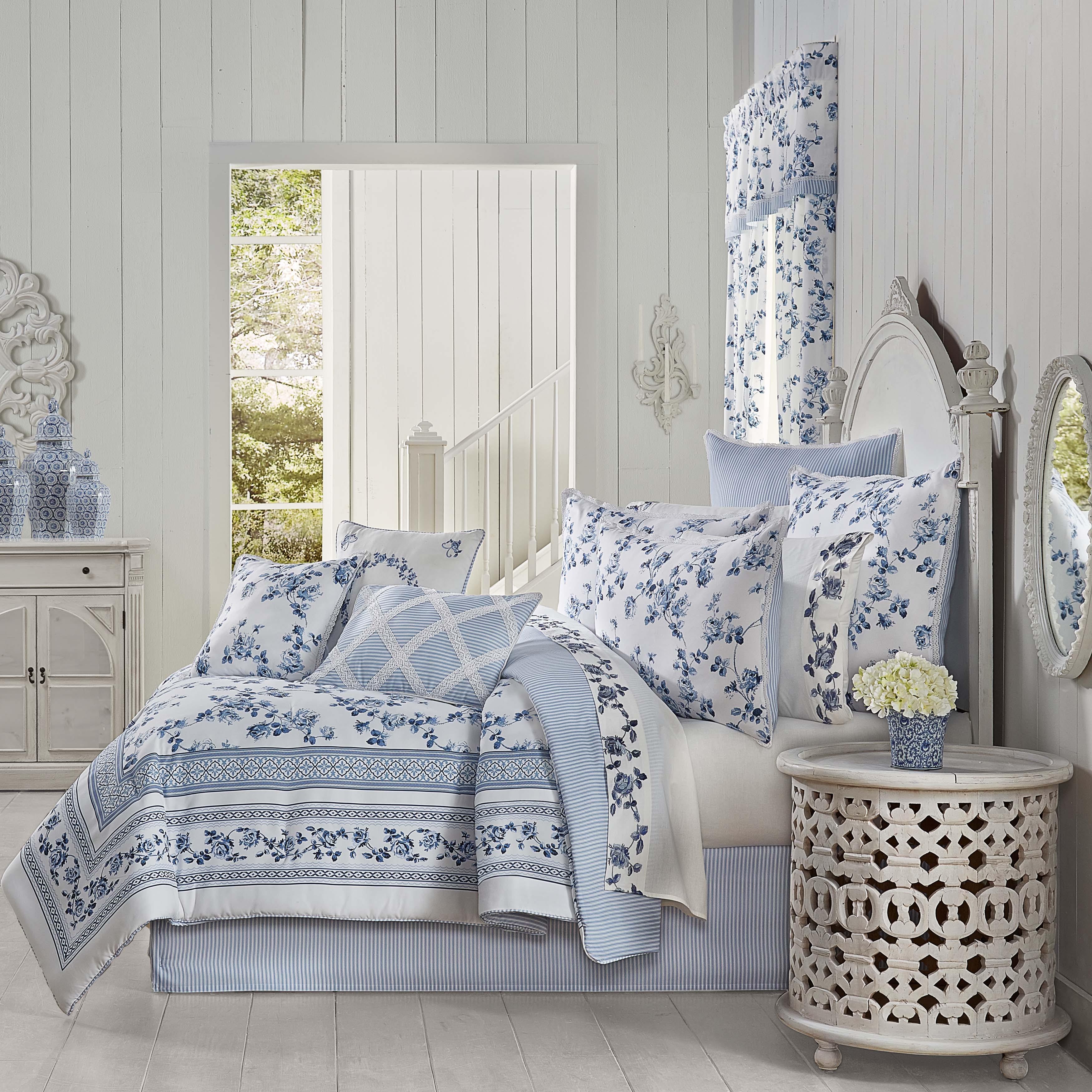 Rialto French Blue 4-Piece Comforter Set By J Queen – Latest Bedding