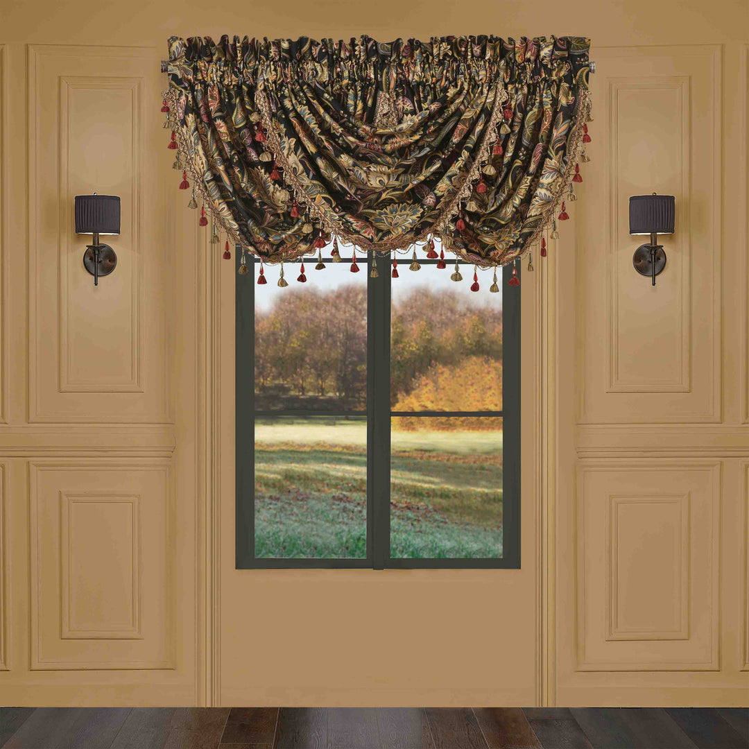 Stefania Black Waterfall Window Valance - Final Sale Window Valances By J. Queen New York