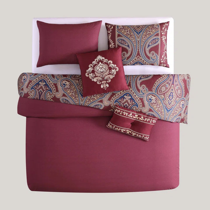 Bebejan Rossana 100% Cotton 5-Piece Reversible Comforter Set in Queen- Final Sale Comforter Sets By US Office - Latest Bedding