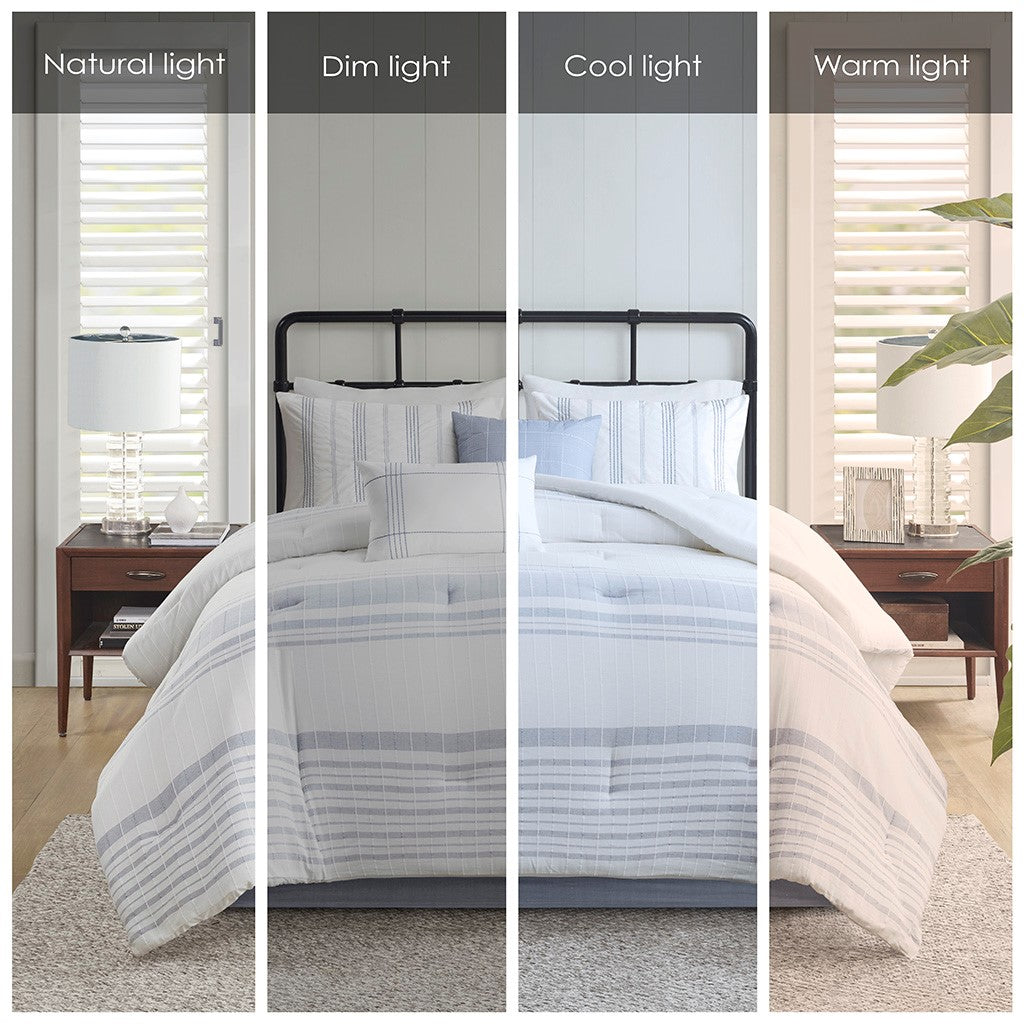 Kateline White/Blue 6 Piece Comforter Set Comforter Sets By JLA HOME/Olliix (E & E Co., Ltd)