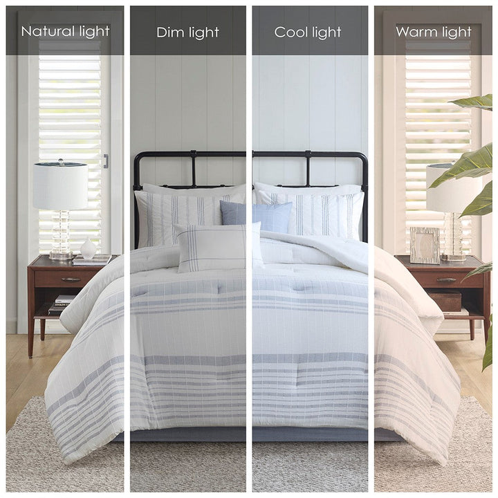 Kateline White/Blue 6 Piece Comforter Set Comforter Sets By JLA HOME/Olliix (E & E Co., Ltd)