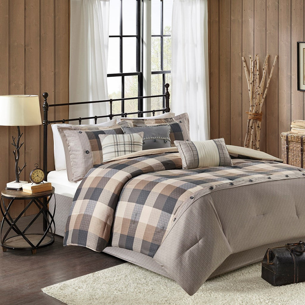 Ridge 7 Piece Herringbone Comforter Set Comforter Sets By JLA HOME/Olliix (E & E Co., Ltd)