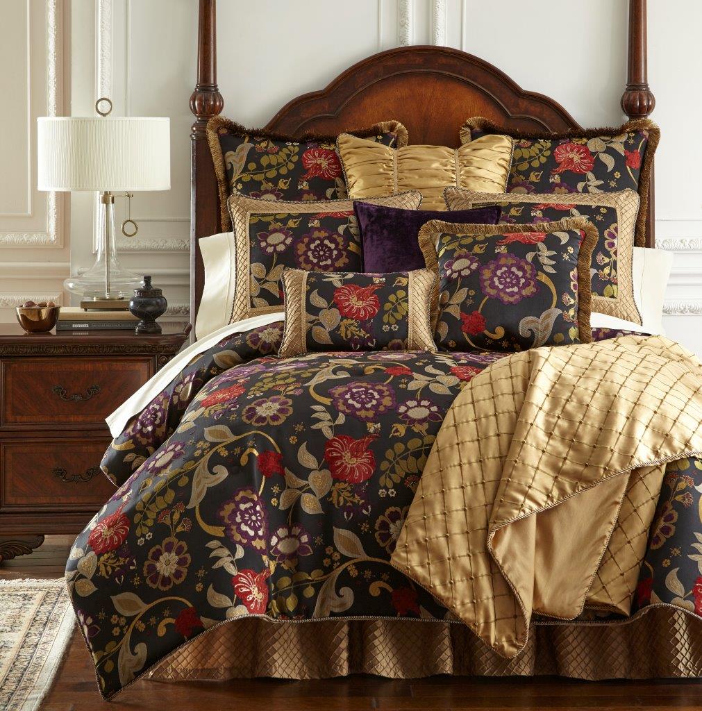 Austin Horn Escapade Black Floral Comforter Set Comforter Sets By Pacific Coast Home Furnishings
