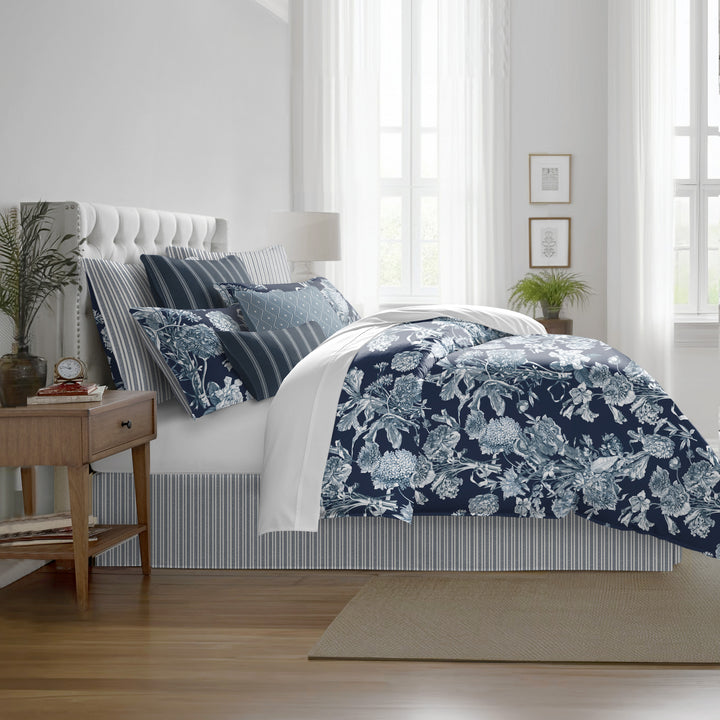 Alexandria Indigo 8 Piece Comforter Set Comforter Sets By Colcha Linens