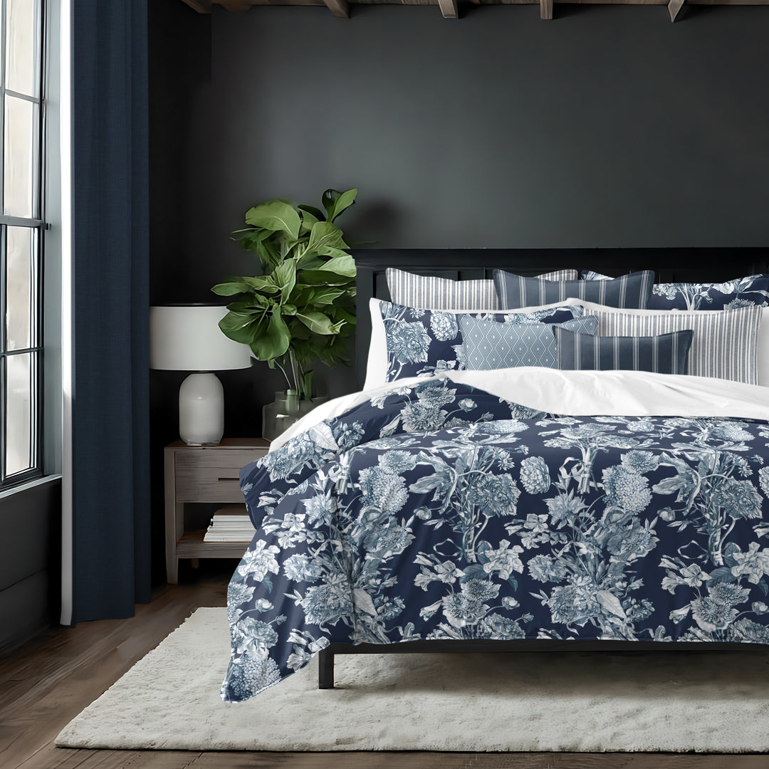 Alexandria Indigo 8 Piece Comforter Set Comforter Sets By Colcha Linens