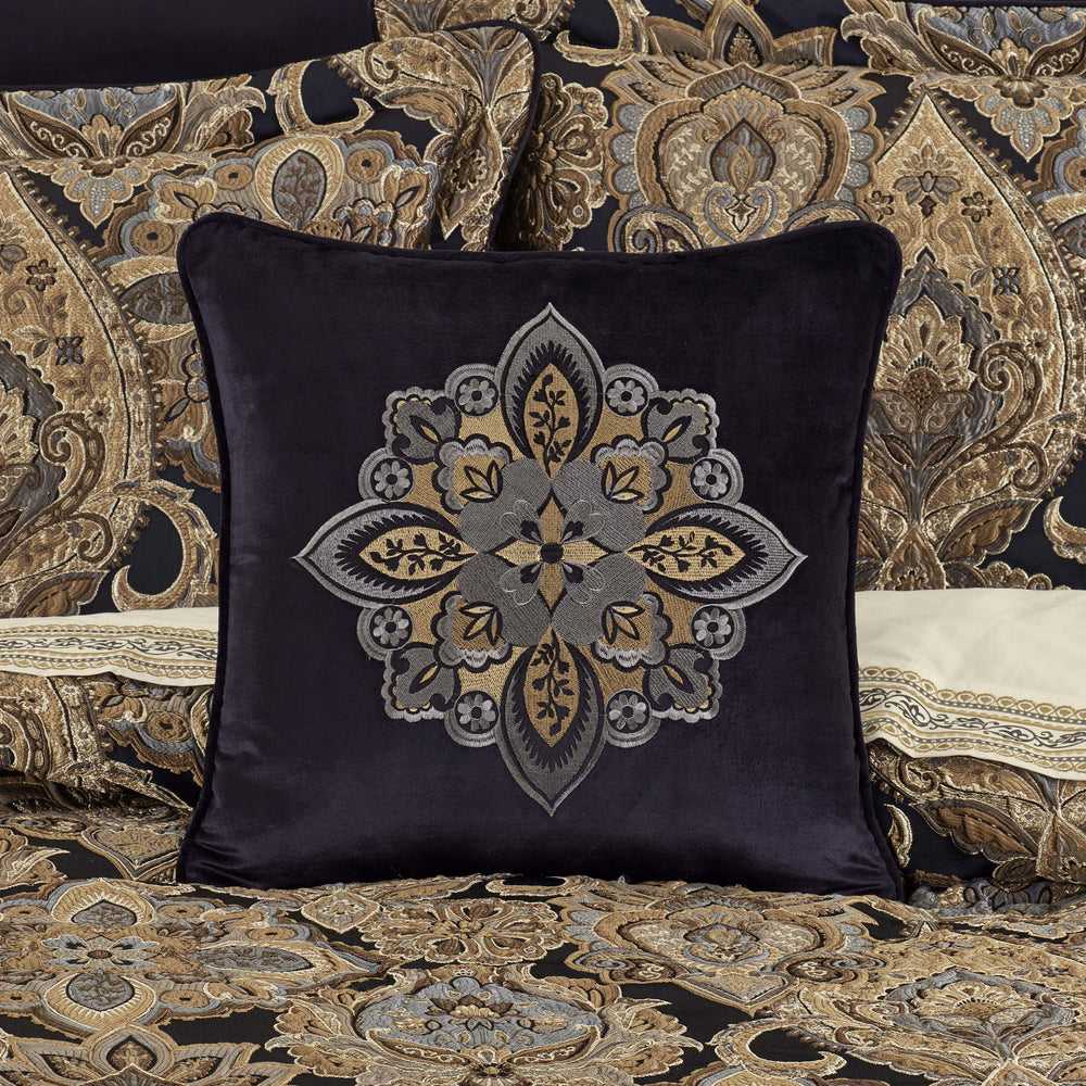 Amara Indigo Square Embellished Decorative Throw Pillow 18" x 18" Throw Pillows By J. Queen New York