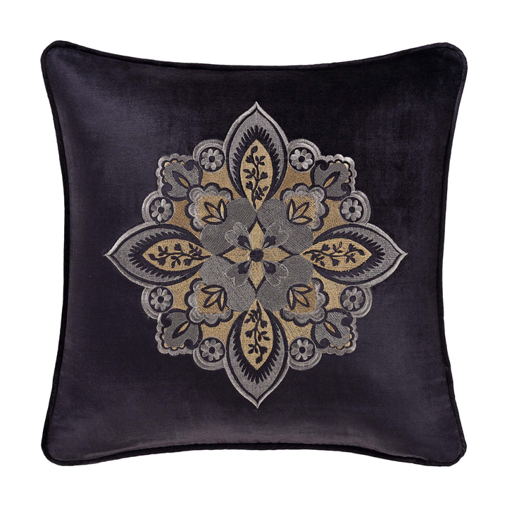 Amara Indigo Square Embellished Decorative Throw Pillow 18" x 18" Throw Pillows By J. Queen New York