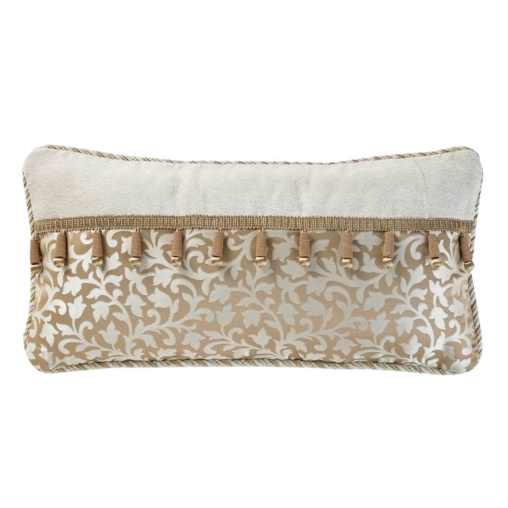 Ansonia Ivory/Gold Oblong Decorative Throw Pillow 24" x 12"