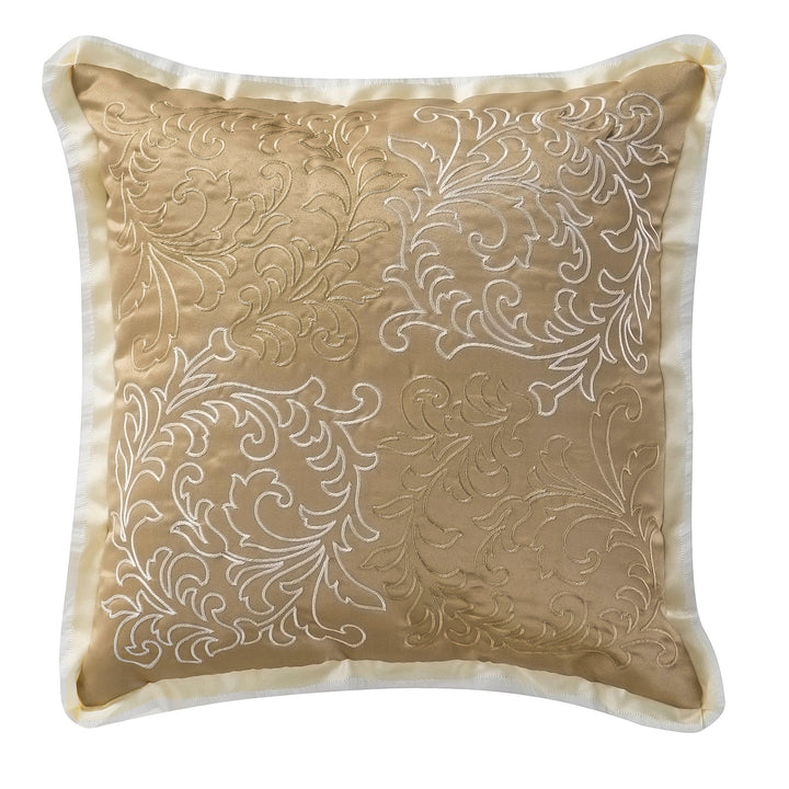 Ansonia Ivory/Gold Square Decorative Throw Pillow 16" x 16"