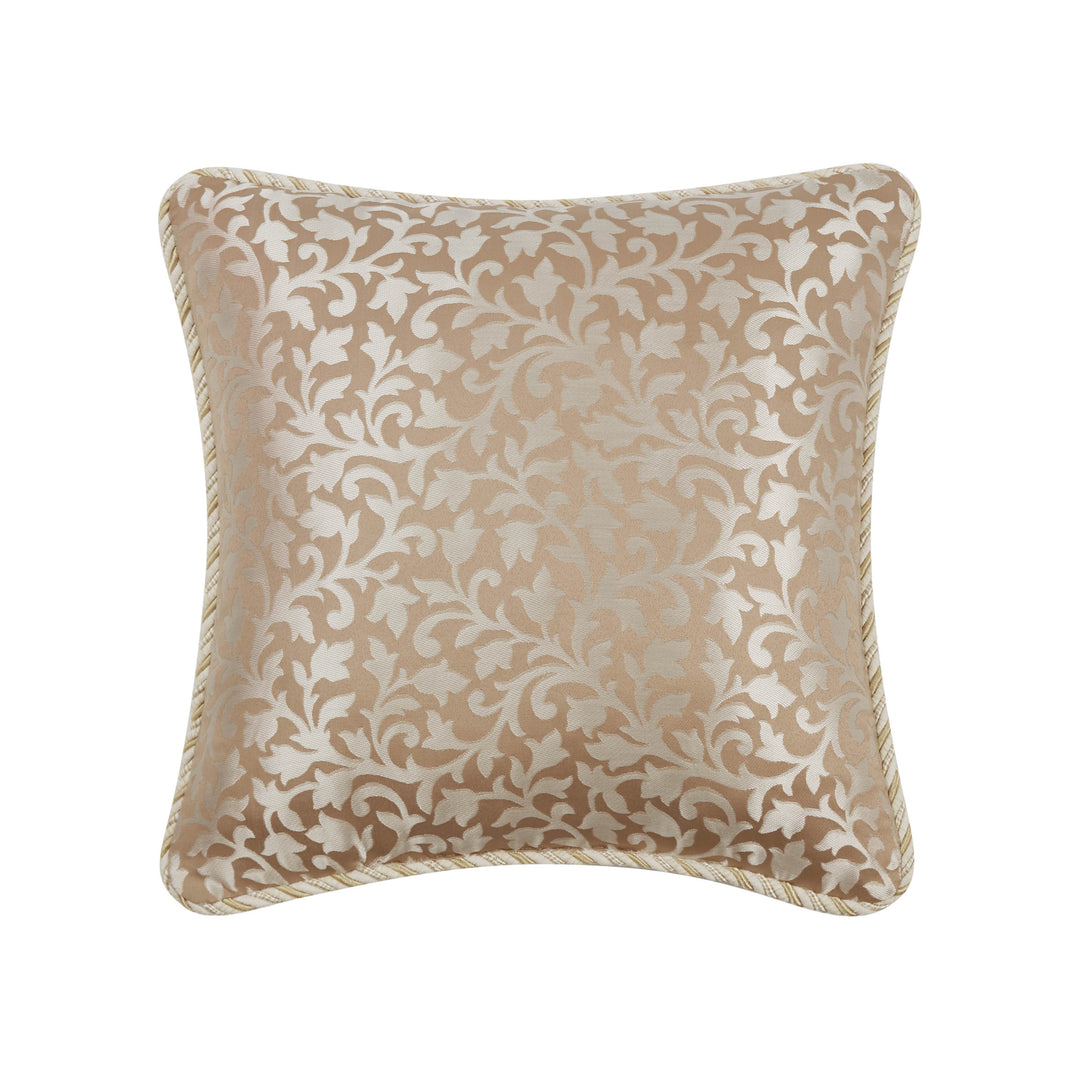 Ansonia Ivory/Gold Square Decorative Throw Pillow 18" x 18"