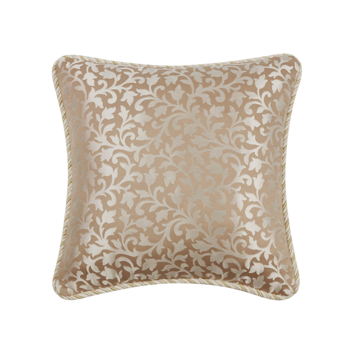 Ansonia Ivory/Gold Square Decorative Throw Pillow 18" x 18"