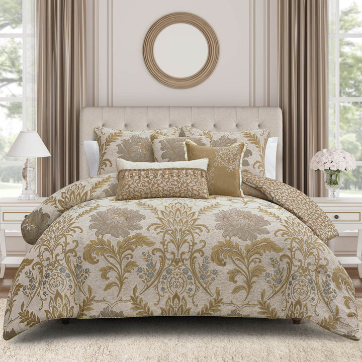 Ansonia Ivory/Gold 3 Piece Comforter Set