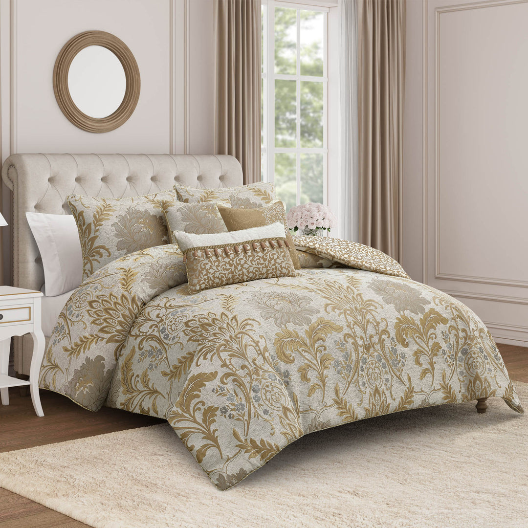 Ansonia Ivory/Gold 3 Piece Comforter Set