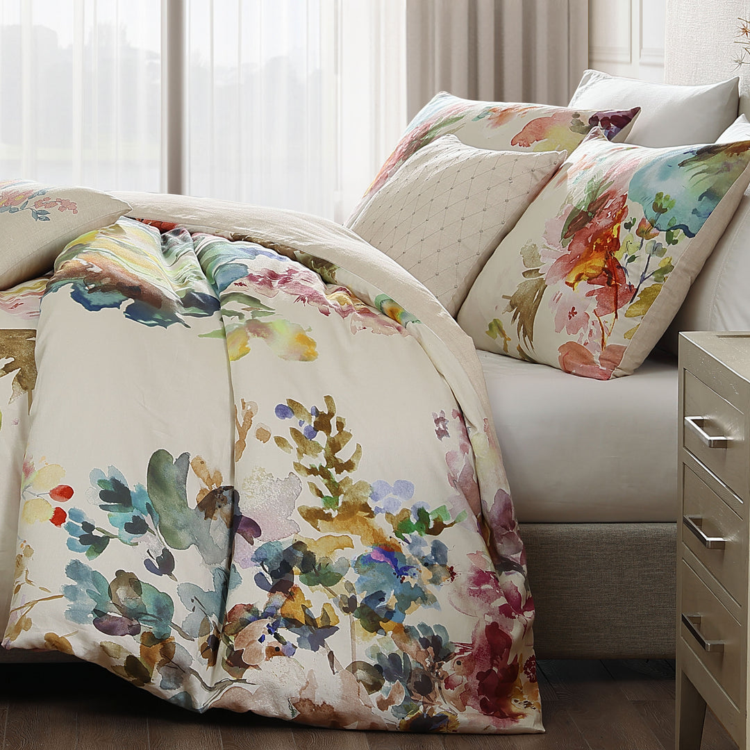 Bebejan Antique Flowers Ivory 5 Piece Reversible Comforter Set