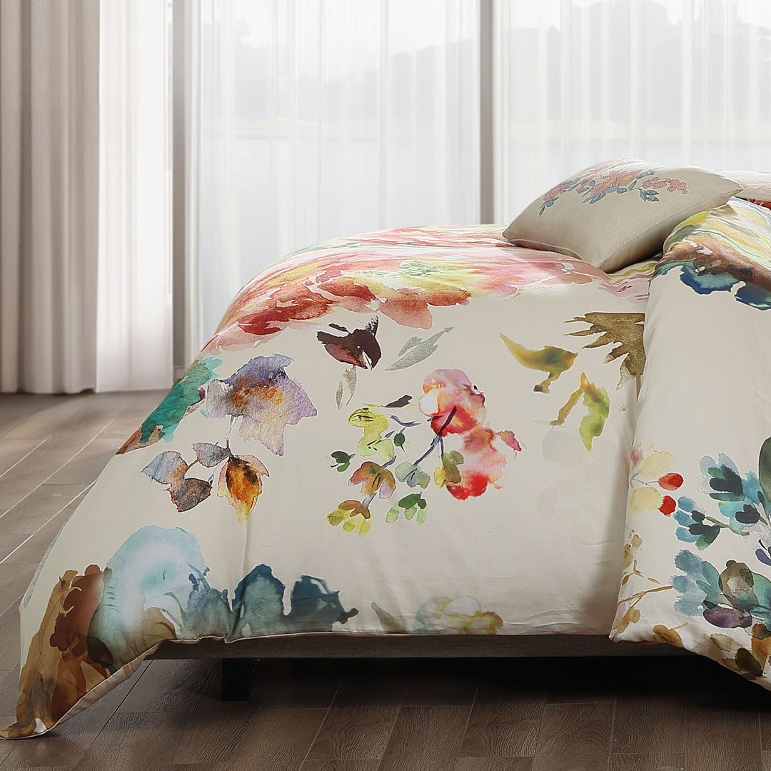 Bebejan Antique Flowers Ivory 5 Piece Reversible Comforter Set