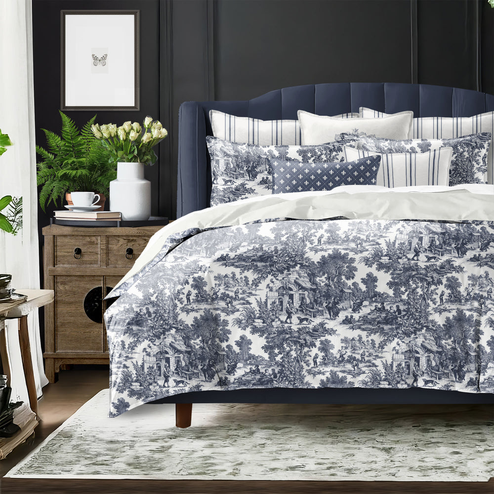 Au Village Toile Denim 8 Piece Comforter Set Comforter Sets By Colcha Linens