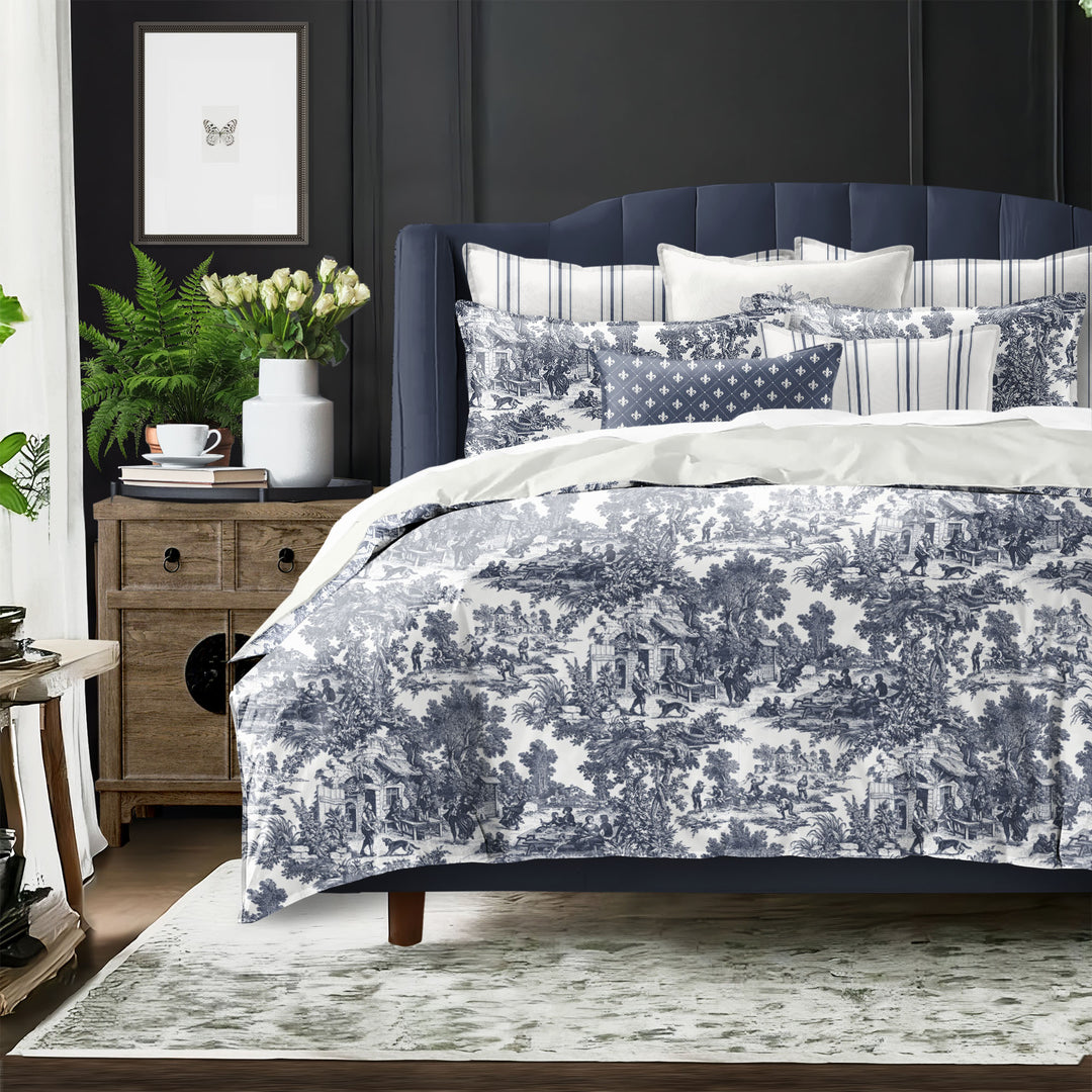 Au Village Toile Denim 8 Piece Comforter Set Comforter Sets By Colcha Linens