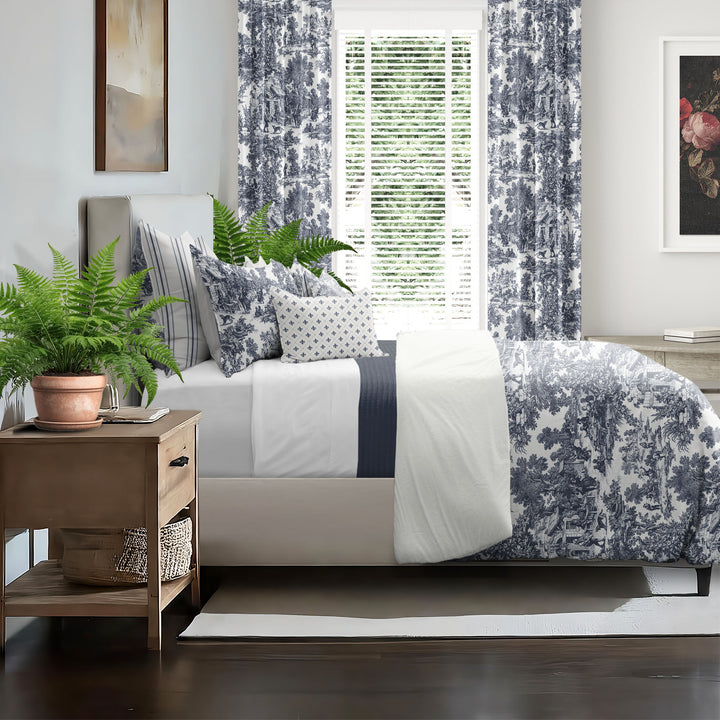 Au Village Toile Denim 8 Piece Duvet Cover Set Duvet Covers By Colcha Linens