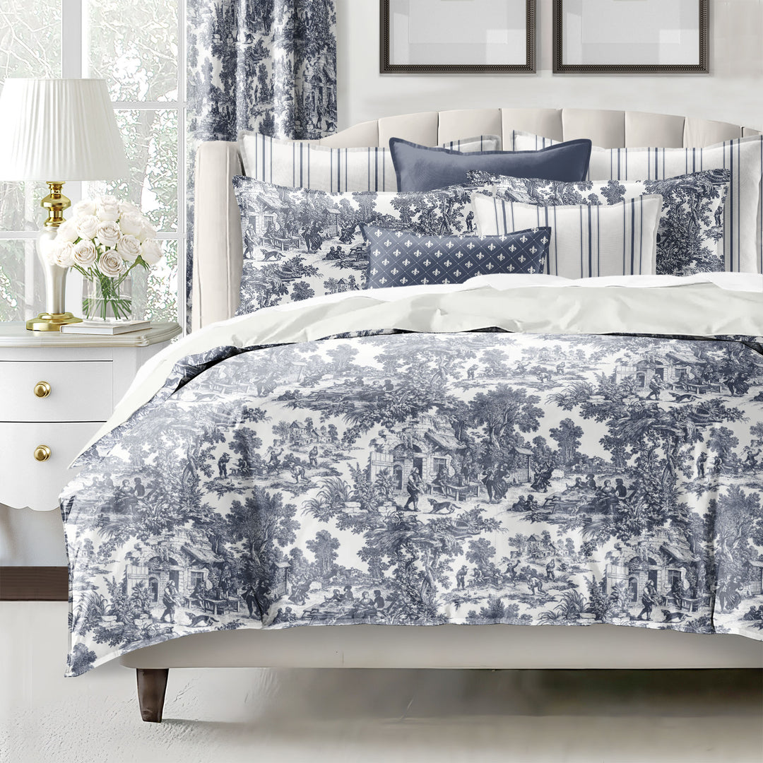 Au Village Toile Denim 8 Piece Duvet Cover Set Duvet Covers By Colcha Linens