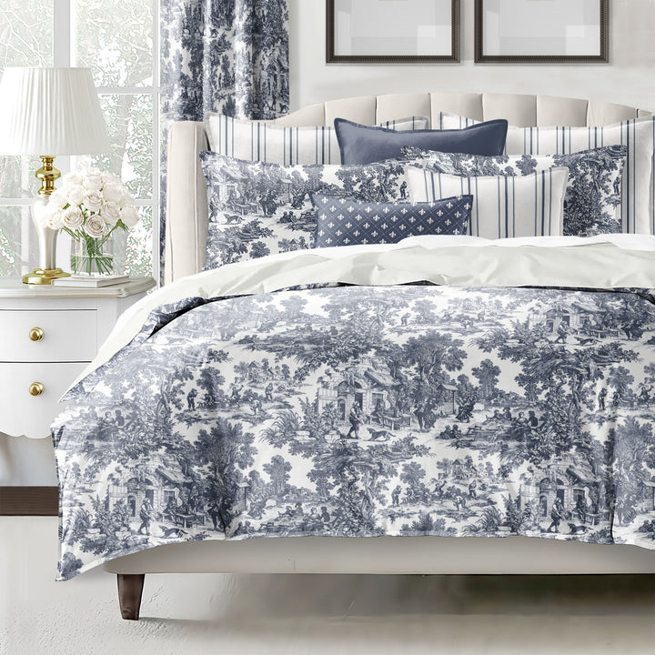Au Village Toile Denim 8 Piece Coverlet Set Coverlet By Colcha Linens
