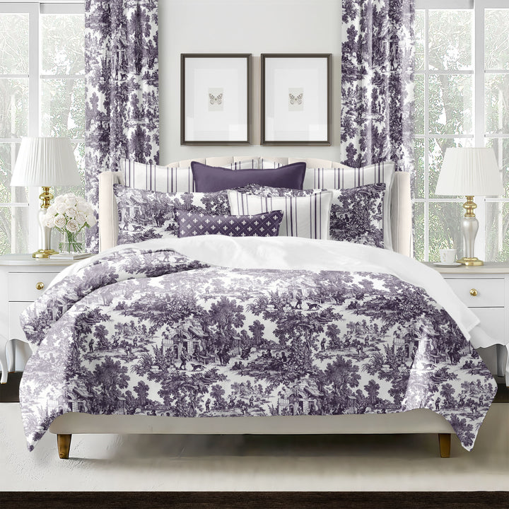 Au Village Toile Eggplant 8 Piece Comforter Set Comforter Sets By Colcha Linens