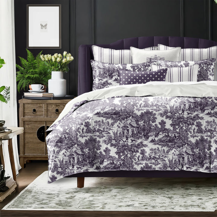 Au Village Toile Eggplant 8 Piece Duvet Cover Set Duvet Covers By Colcha Linens