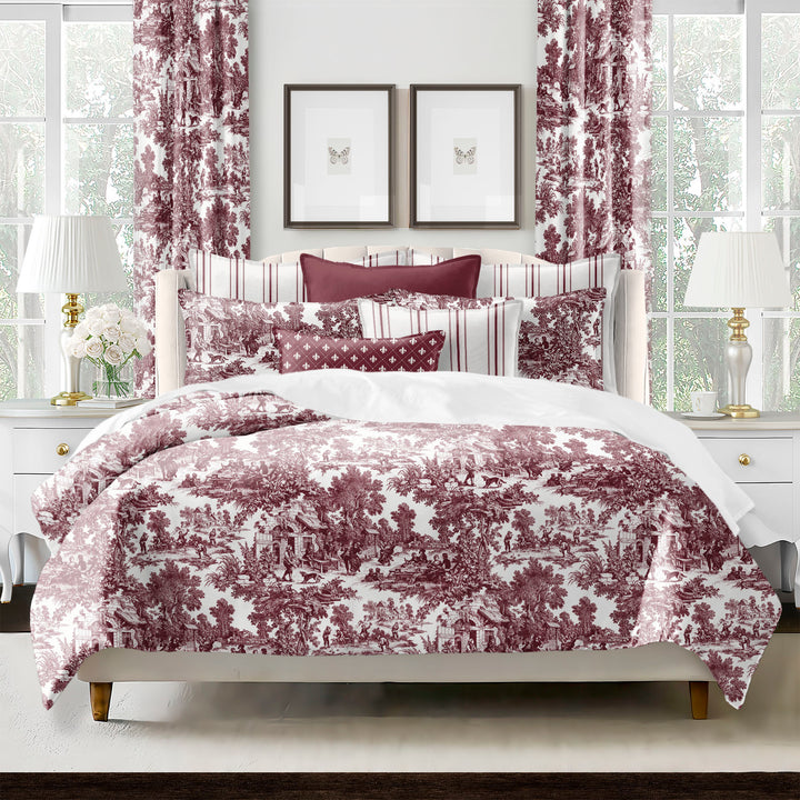 Au Village Toile Merlot 8 Piece Comforter Set Comforter Sets By Colcha Linens
