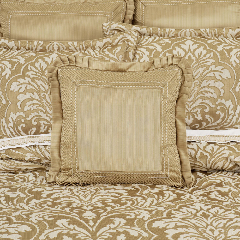 Aurelia Gold Square Decorative Throw Pillow 20" x 20" Throw Pillows By J. Queen New York
