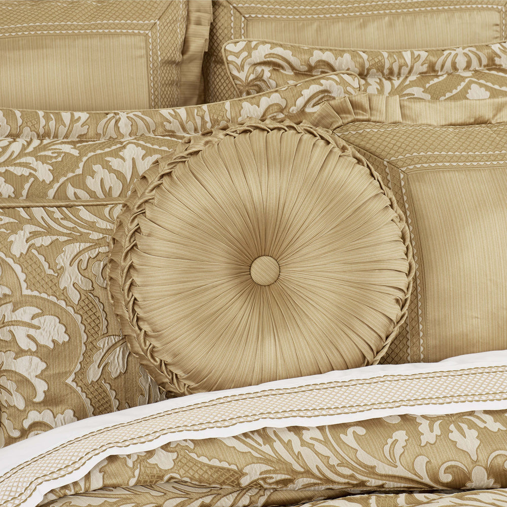 Aurelia Gold Tufted Round Decorative Throw Pillow 15" x 15" Throw Pillows By J. Queen New York