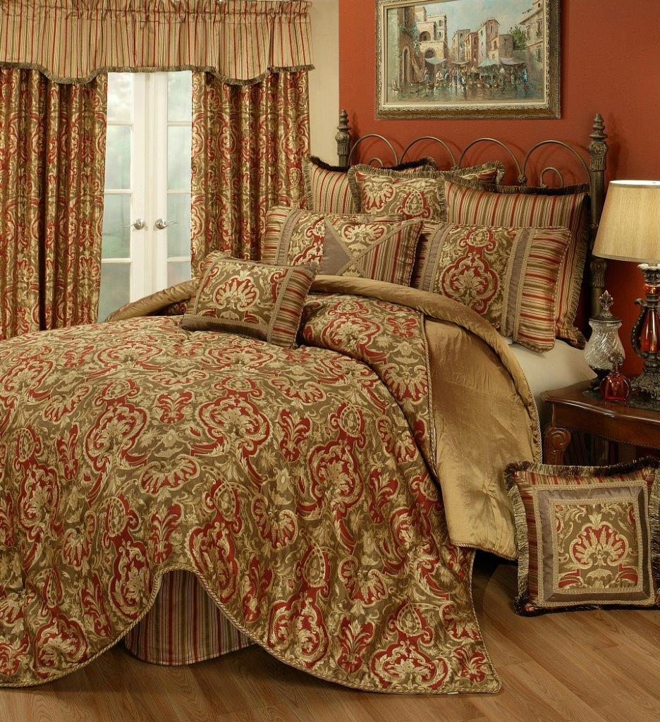 Austin Horn Botticelli Rust 3 piece Luxury Comforter Set Comforter Sets By Pacific Coast Home Furnishings
