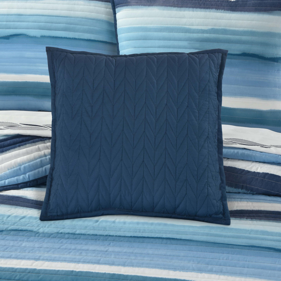 Balboa Blue Square Quilted Decorative Throw Pillow 16" x 16" Throw Pillows By J. Queen New York
