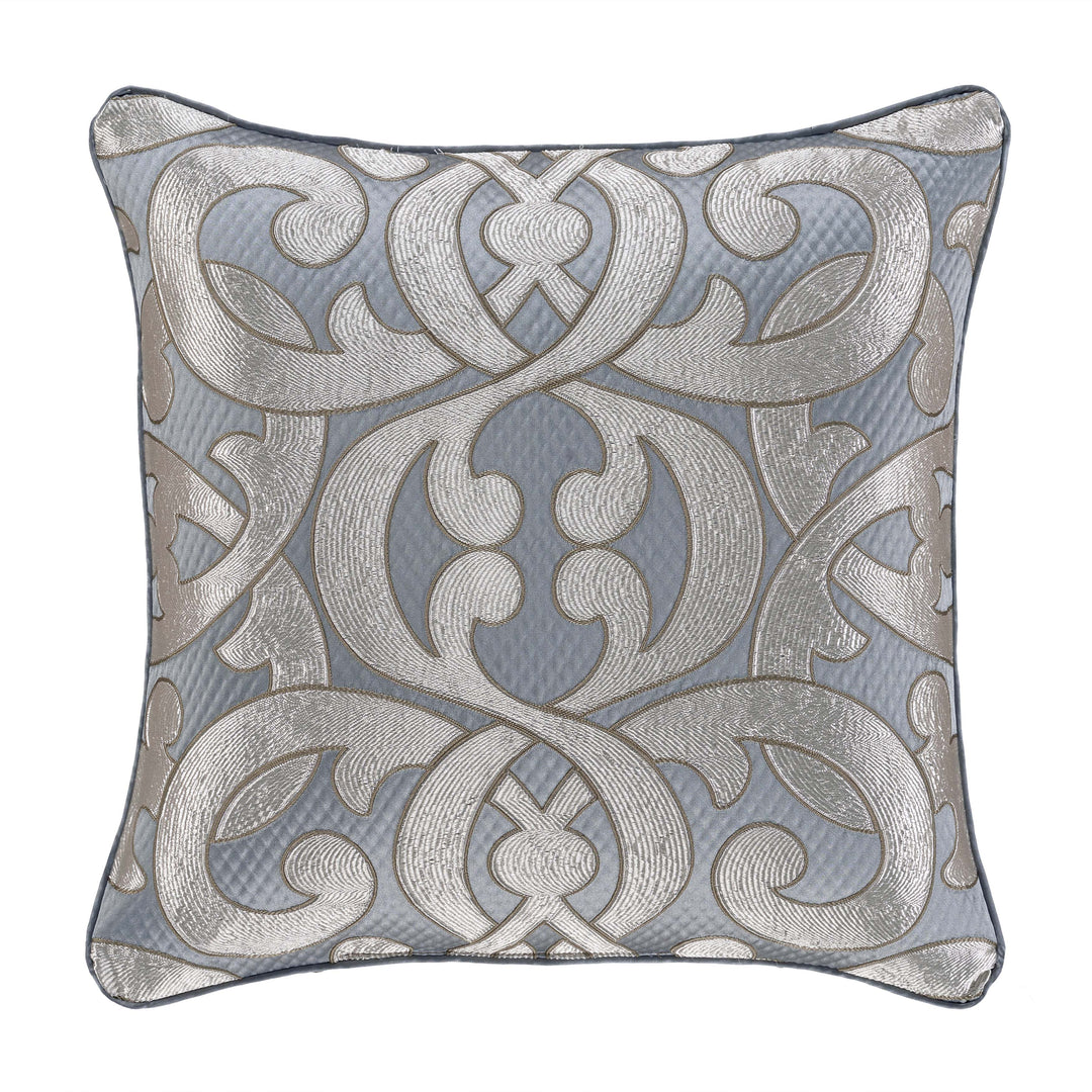 Barocco Sterling Square Decorative Throw Pillow 20" x 20" Throw Pillows By J. Queen New York