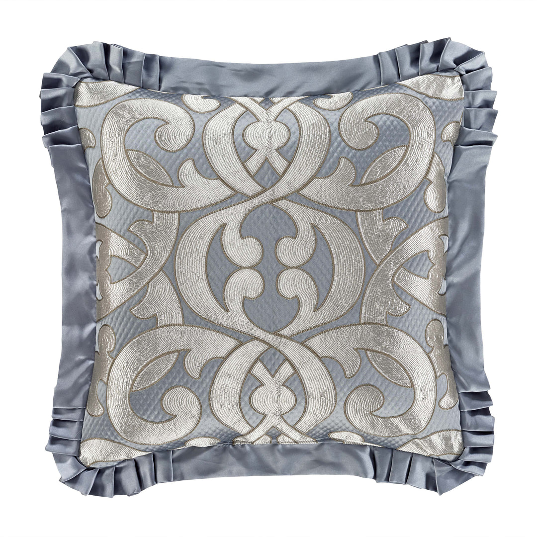 Barocco Sterling Square Embellished Decorative Throw Pillow 20" x 20" Throw Pillows By J. Queen New York