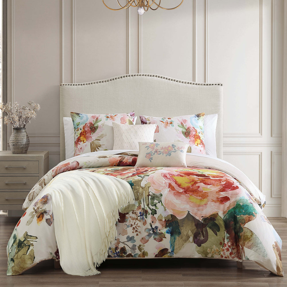Bebejan Antique Flowers Ivory 100% Cotton 4-Piece Reversible Comforter Set in Queen- Final Sale Comforter Sets By US Office - Latest Bedding