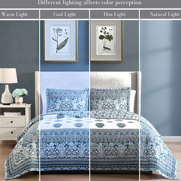 Bebejan Aquamarine Medallion 3 Piece Reversible Quilted Coverlet Set Coverlet By Bebejan®