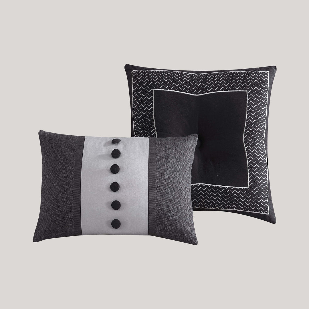 Dark Noir Black 100% Cotton 5-Piece Reversible Comforter Set Comforter Sets By US Office - Latest Bedding
