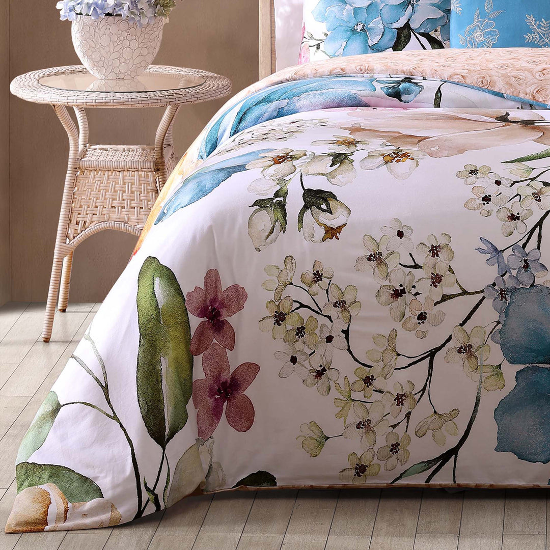 Bebejan Maia Blue 100% Cotton 3-Piece Reversible Comforter Set in Queen- Final Sale Comforter Sets By US Office - Latest Bedding