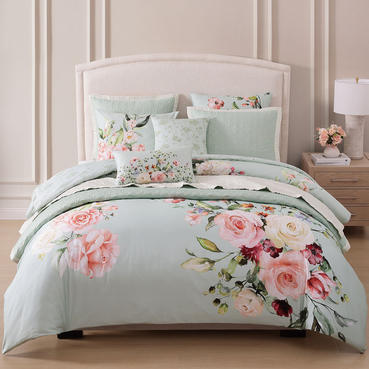 Bebejan Rose on Misty Green 8 Piece Reversible Comforter & Coverlet Set Comforter Sets By Bebejan®