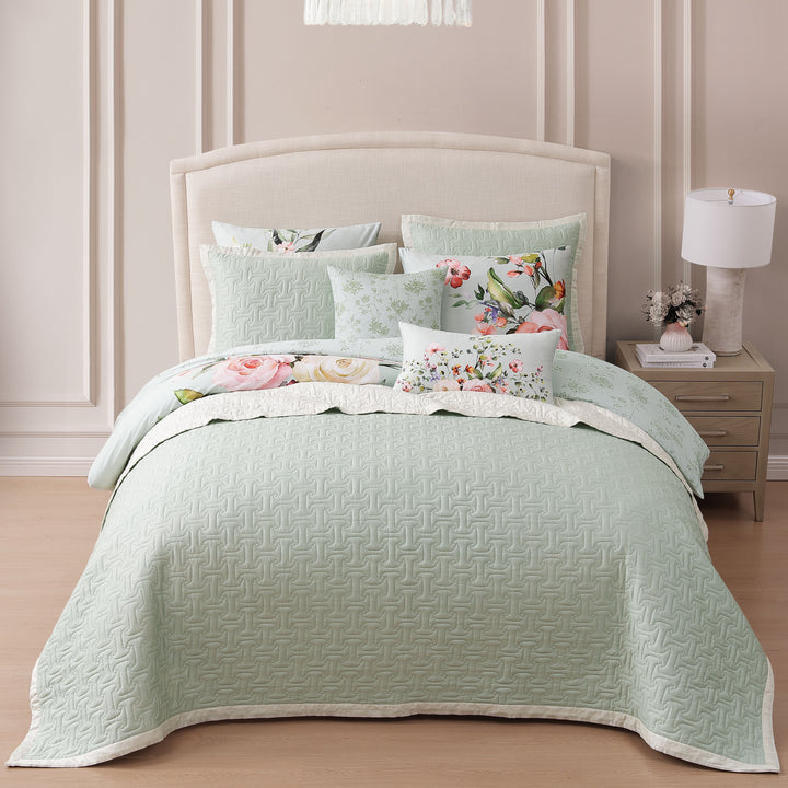 Bebejan Rose on Misty Green 8 Piece Reversible Comforter & Coverlet Set Comforter Sets By Bebejan®