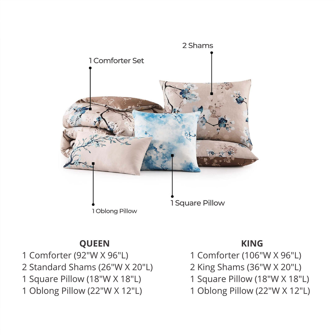 Bebejan Blue Blossom 5 Piece Reversible Comforter Set Comforter Sets By Bebejan®