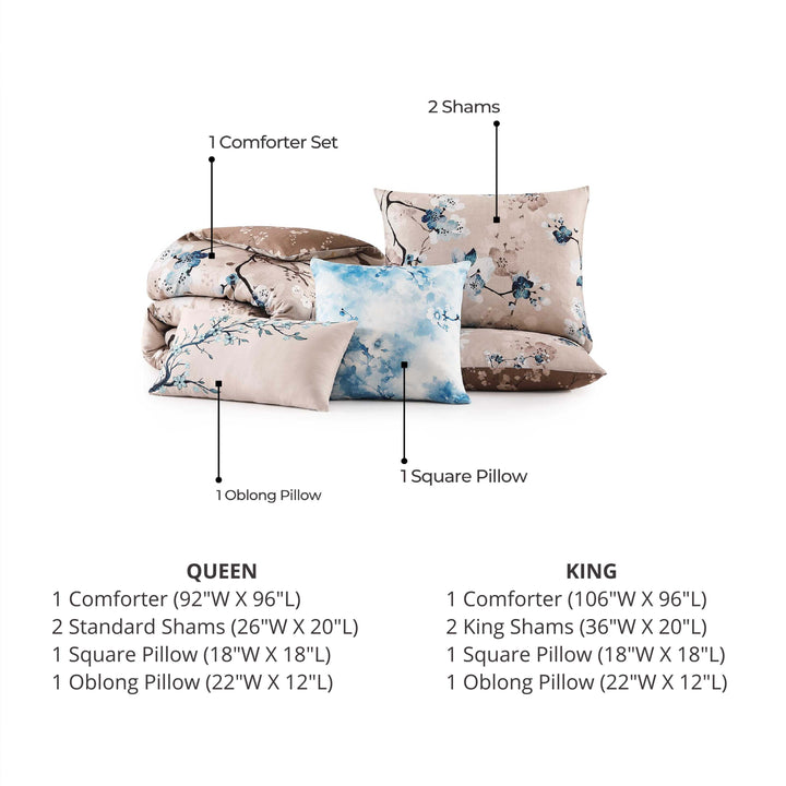 Bebejan Blue Blossom 5 Piece Reversible Comforter Set Comforter Sets By Bebejan®