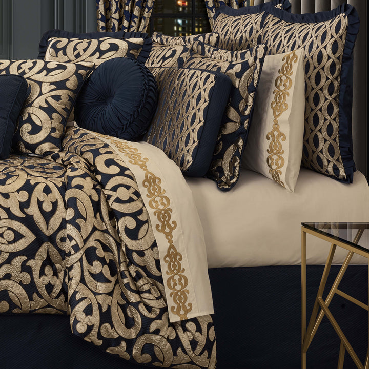 J Queen Biagio Navy 4 Piece Comforter Set in King- Final Sale Comforter Sets By US Office - Latest Bedding