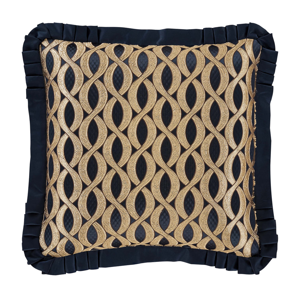 Biagio Navy Embellished Square Decorative Throw Pillow 20" x 20" Throw Pillows By J. Queen New York