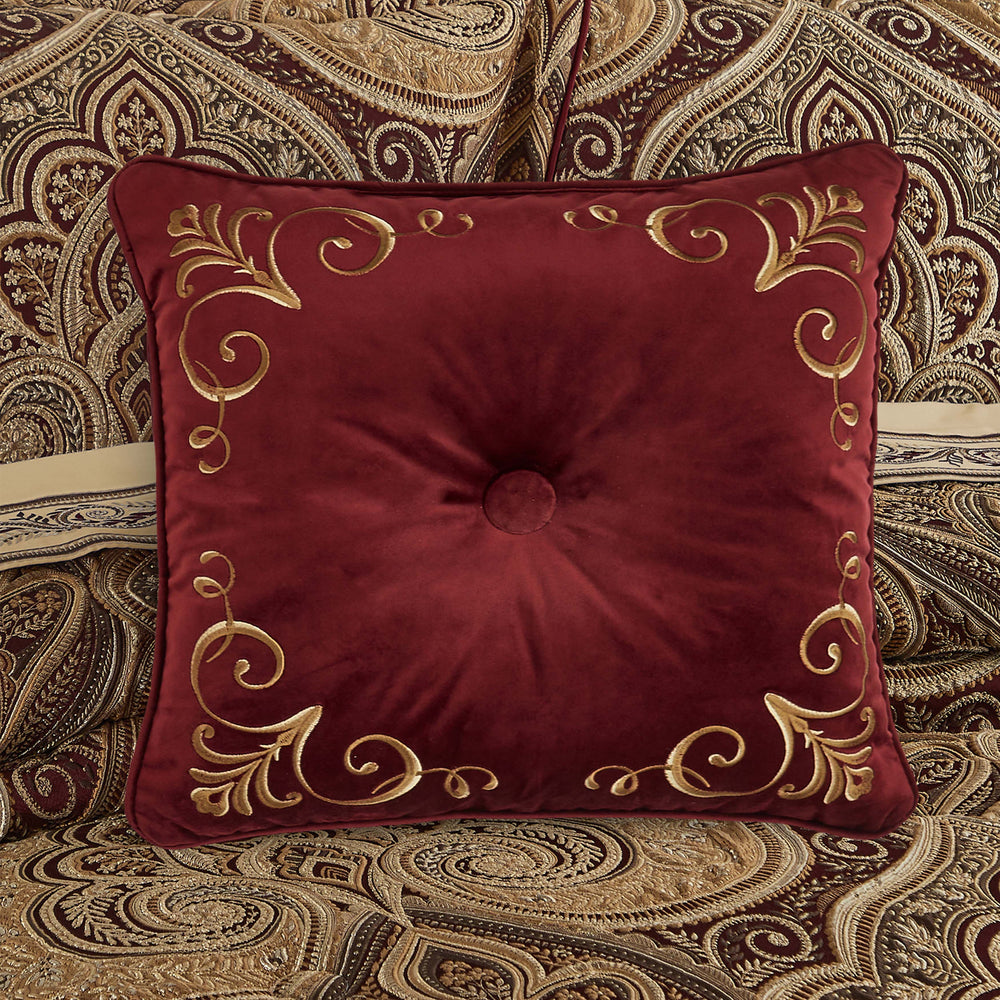 Bordeaux Crimson Square Decorative Throw Pillow 18" x 18" Throw Pillows By J. Queen New York